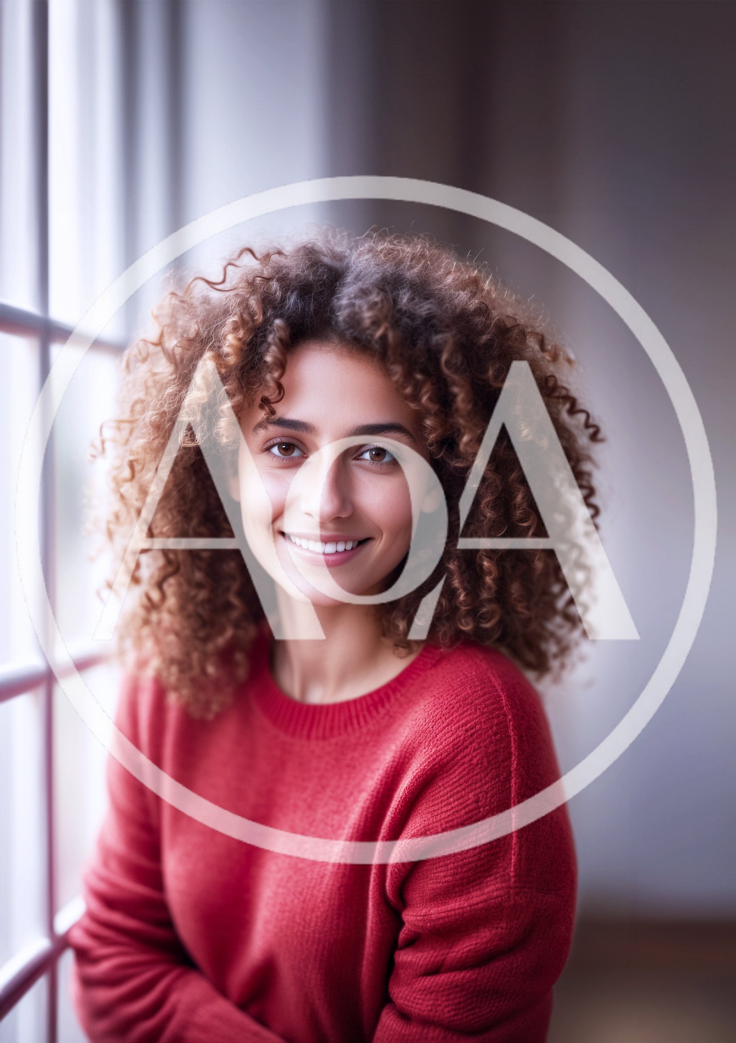 Portrait Of A Smiling Woman With Curly Hair