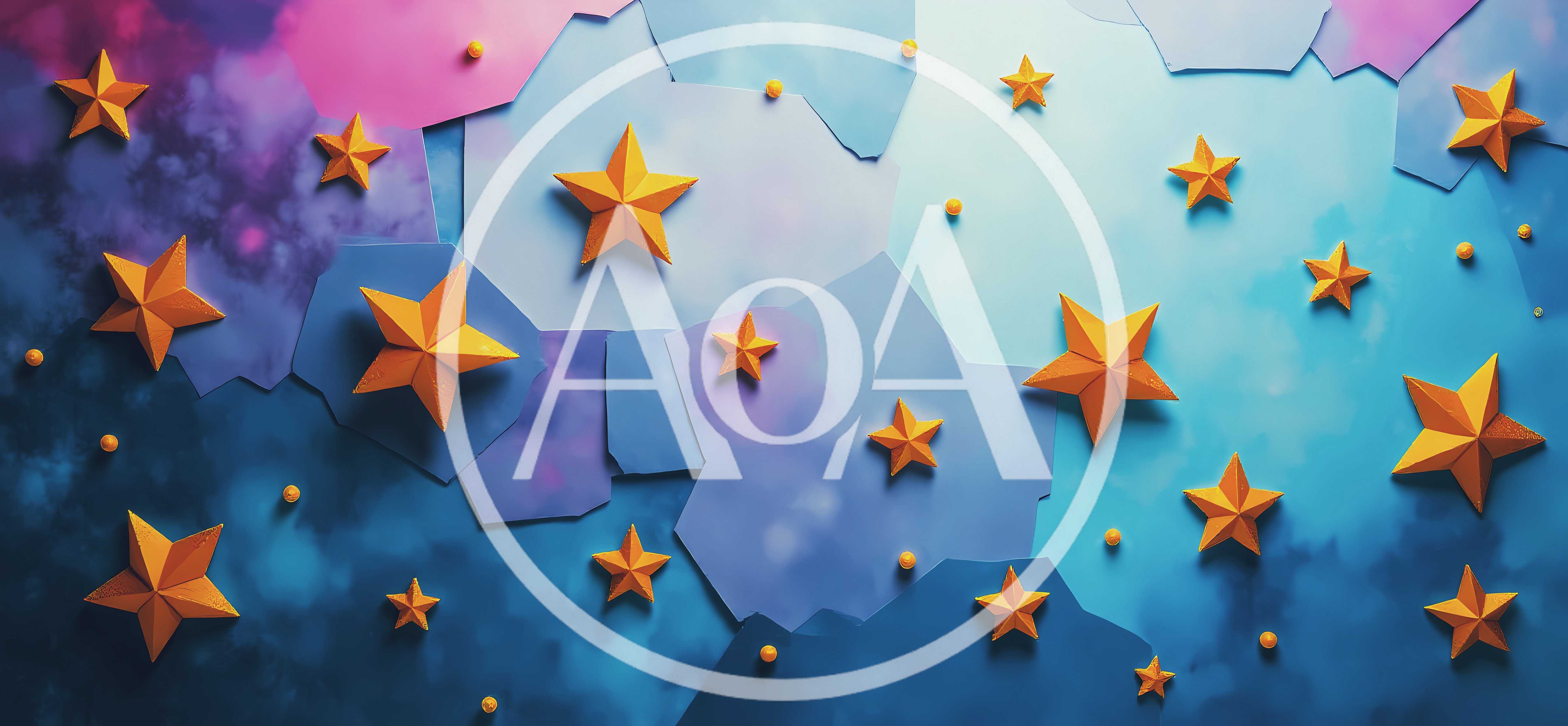 Paper Cutout Stars On Abstract Blue Background