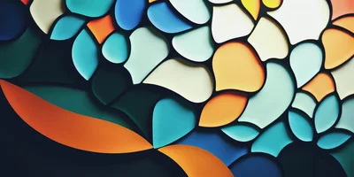 Abstract Geometric Pattern With Colorful Organic Shapes
