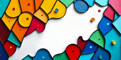 Abstract Geometric Wall Art With Colorful Wooden Shapes