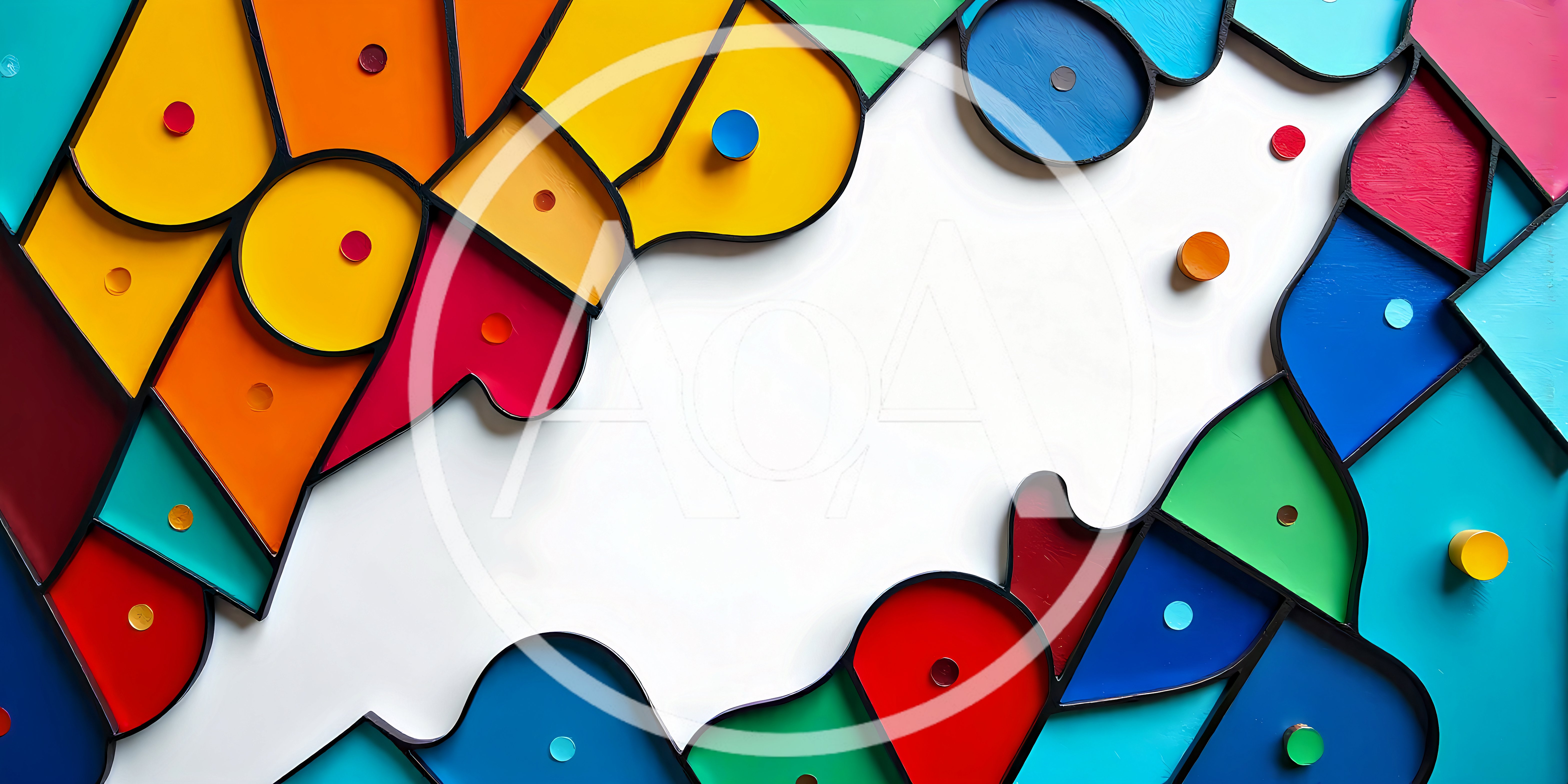 Abstract Geometric Wall Art With Colorful Wooden Shapes