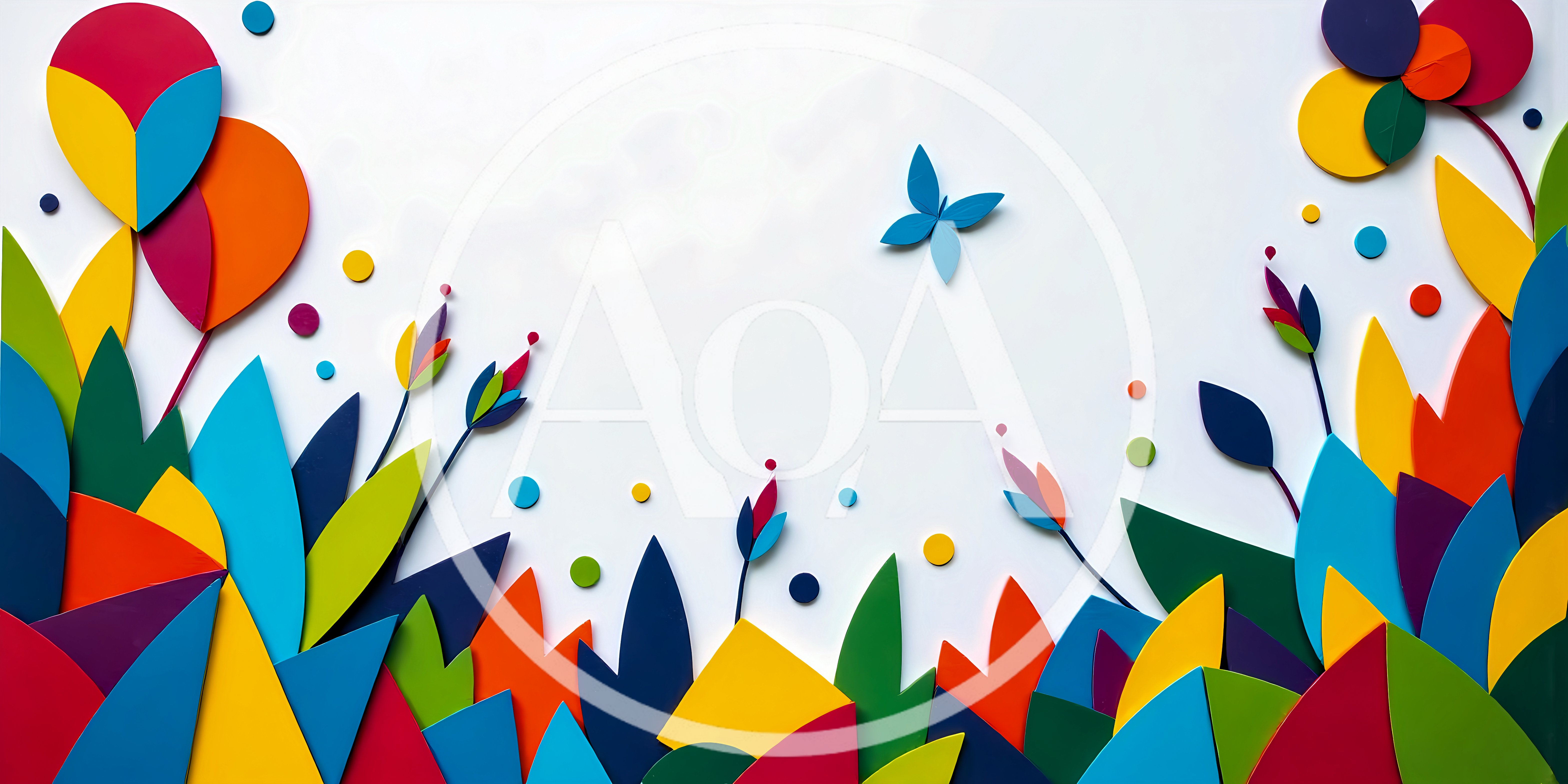Colorful Paper Cutout Floral Garden Illustration