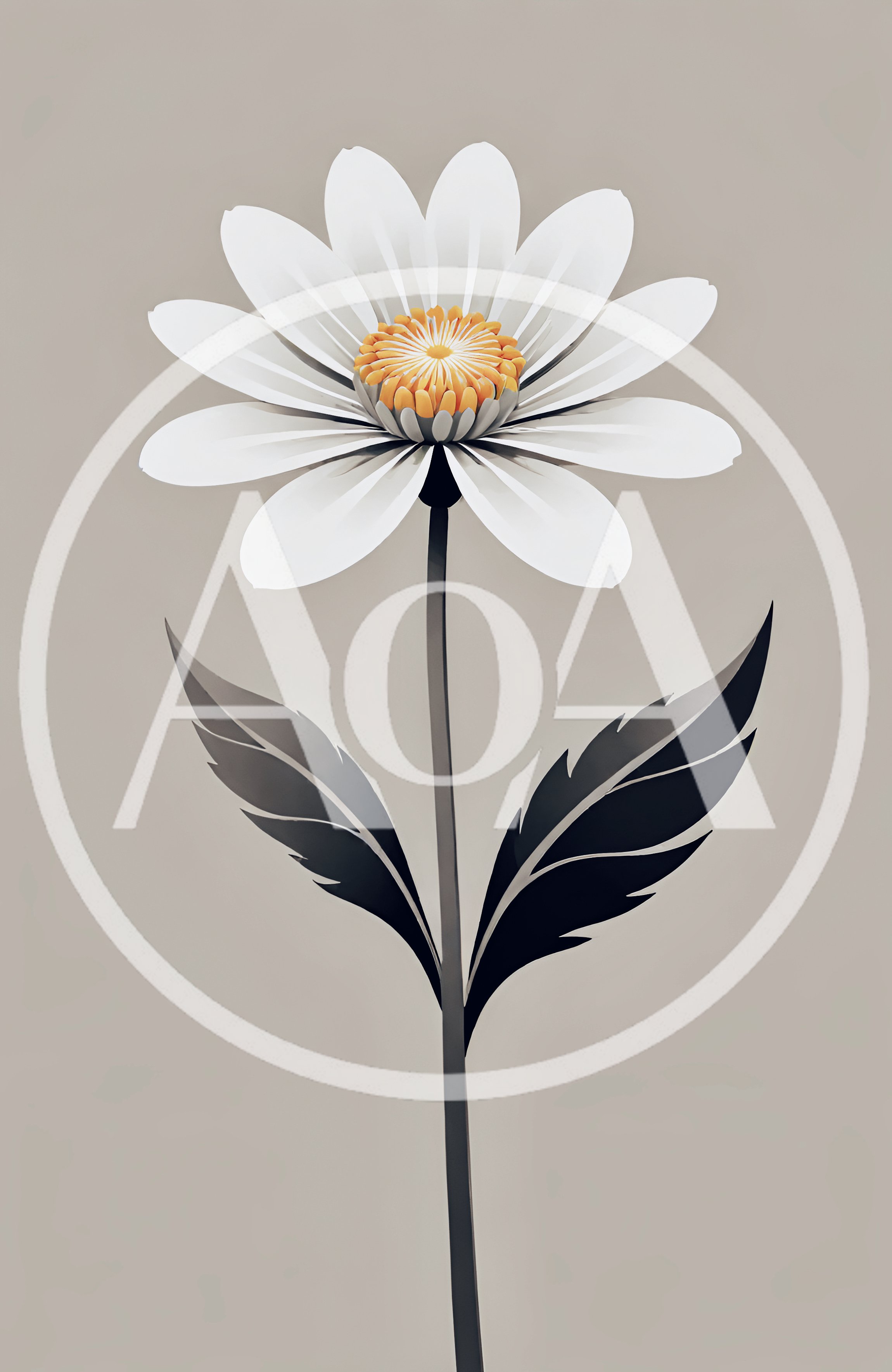 Minimalist Illustration Of A Single White Daisy Flower