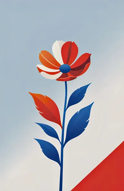 Stylized Digital Illustration Of A Minimalist Flower