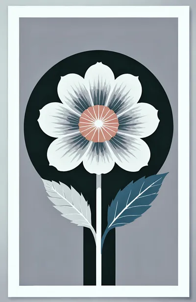 Minimalist Floral Illustration With Geometric Design
