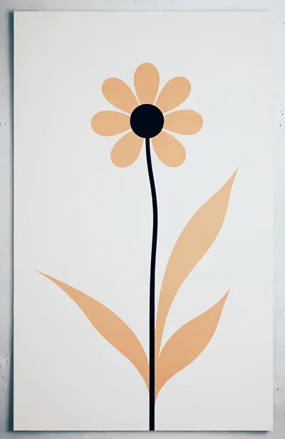 Minimalist Illustration Of A Single Peach Flower