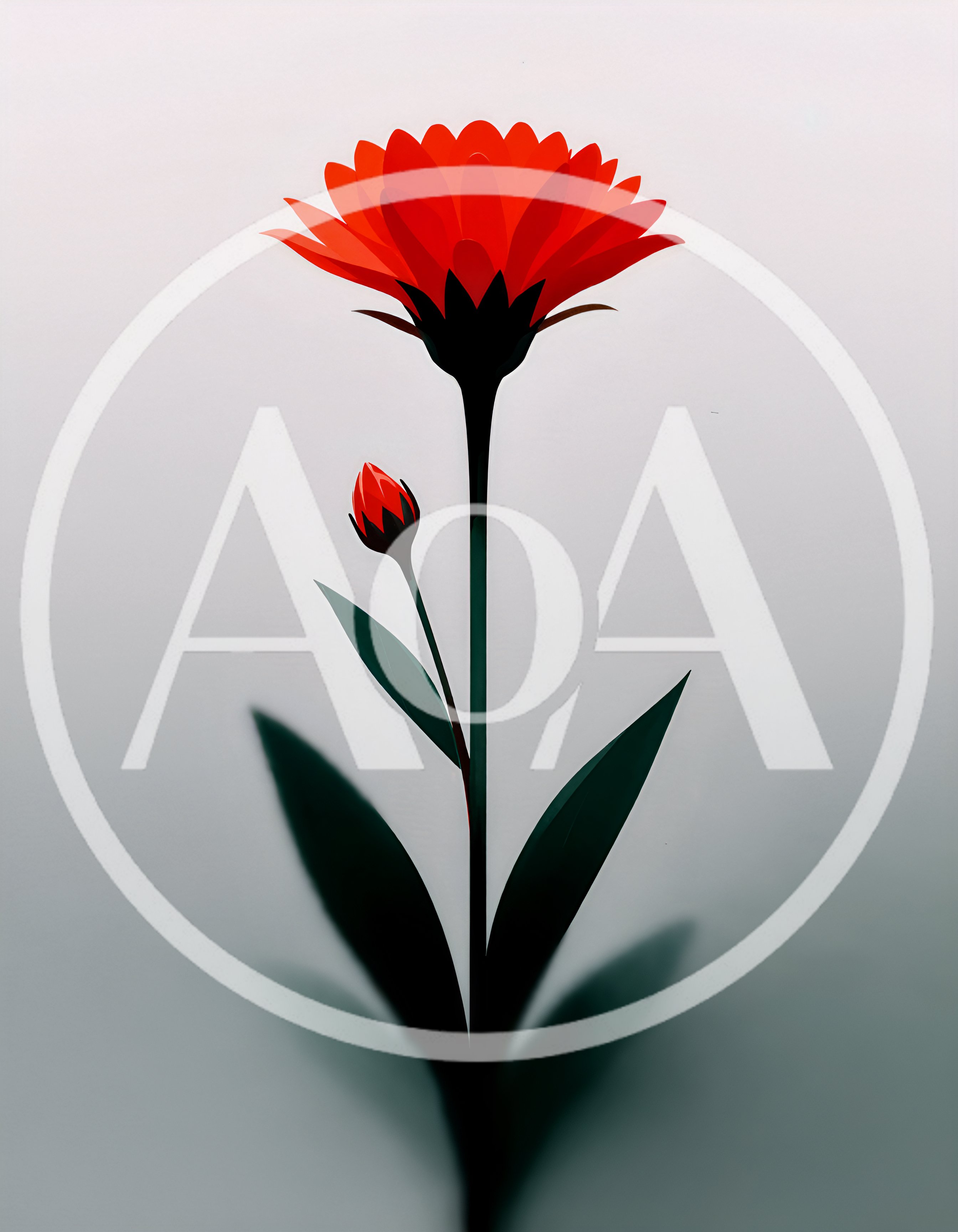 Minimalist Red Flower Illustration With Bud