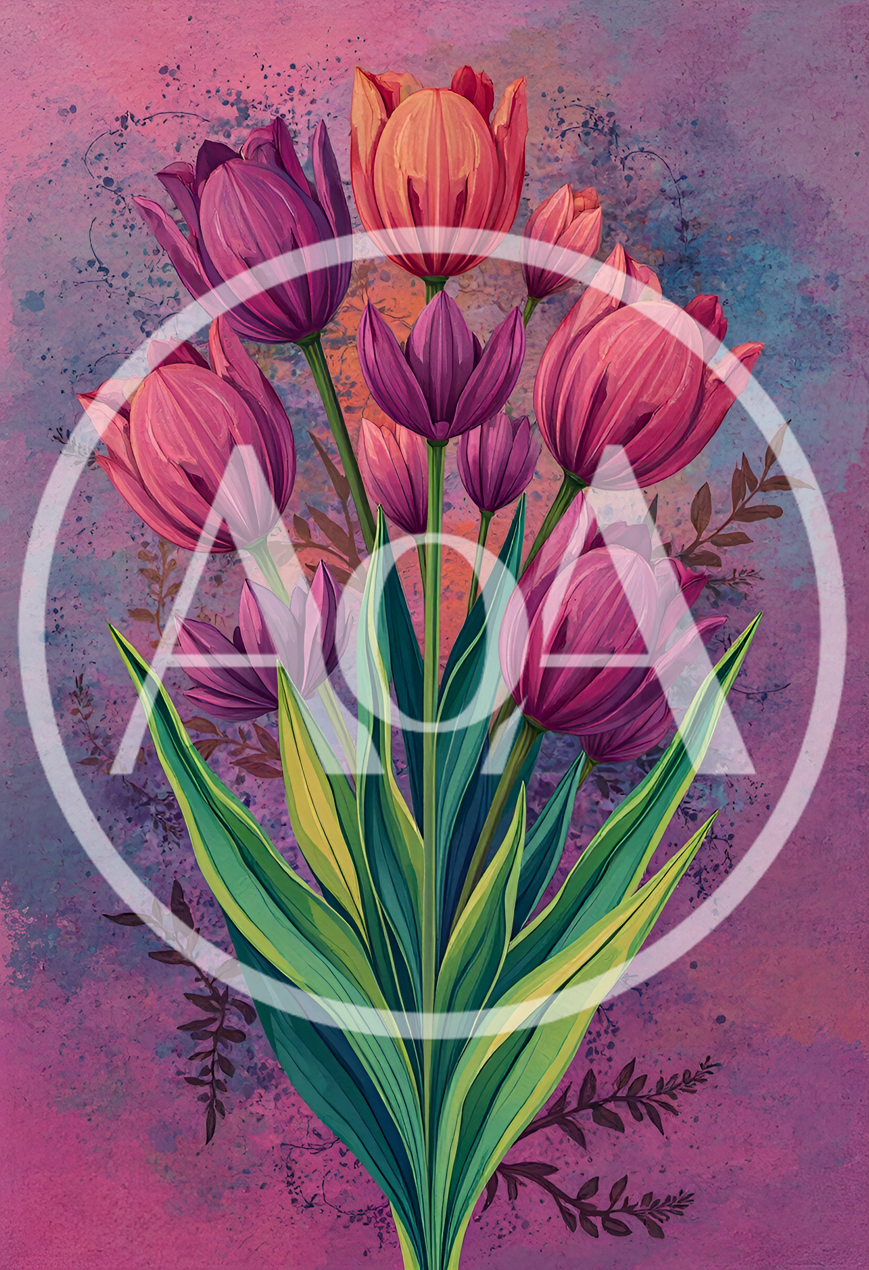 Vibrant Bouquet of Purple and Pink Tulips