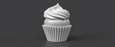 Minimalist White 3D Rendered Cupcake On Dark Background