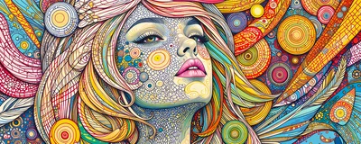 Surreal Portrait Of A Woman With Intricate Patterned Skin