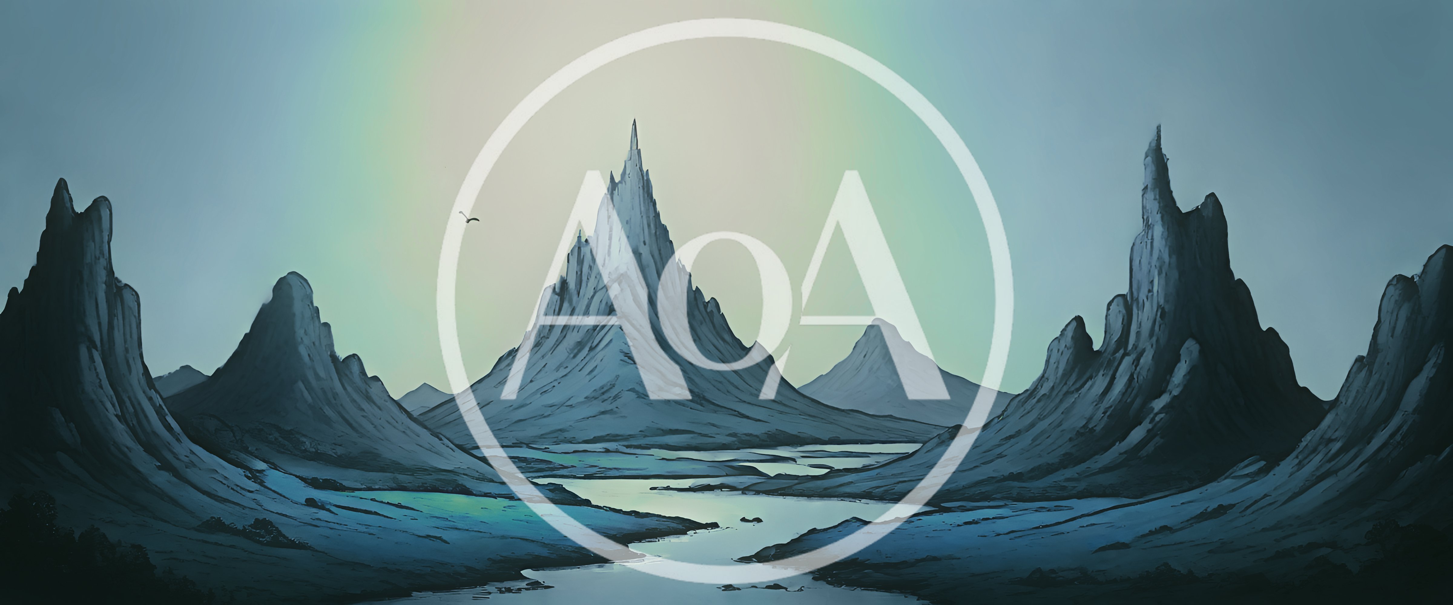 Surreal Jagged Mountain Peaks Over A Calm River