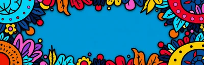 Colorful Floral Doodle Border Frame Illustration