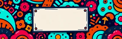 Abstract Doodle Background With Central Blank Frame