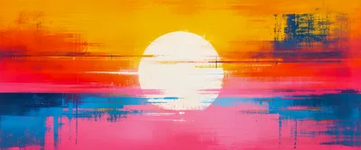 Abstract Digital Painting Of A Vibrant Sunset