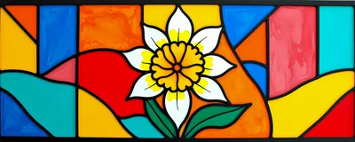 Stained Glass Window Featuring A Vibrant Floral Design