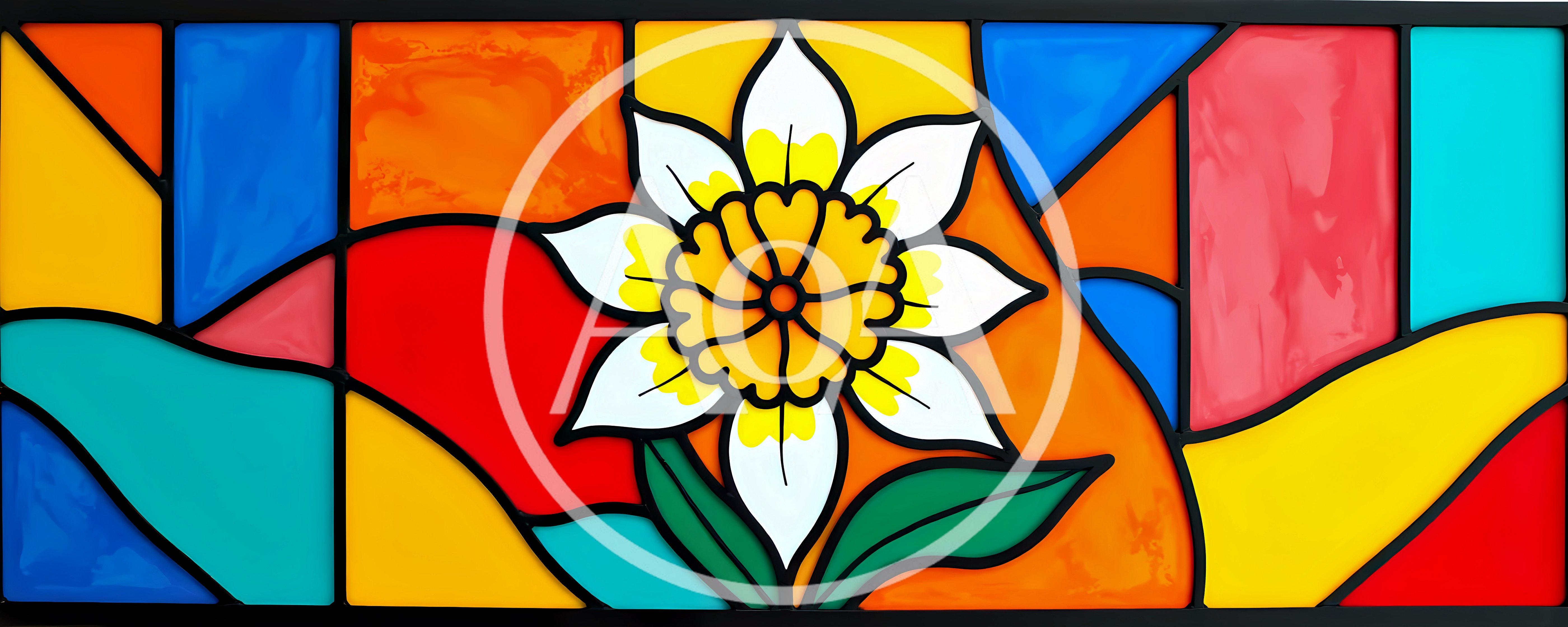 Stained Glass Window Featuring A Vibrant Floral Design