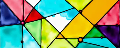 Abstract Stained Glass Window With Geometric Colorful Shapes