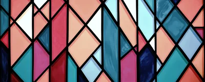 Abstract Stained Glass Window With Geometric Patterns