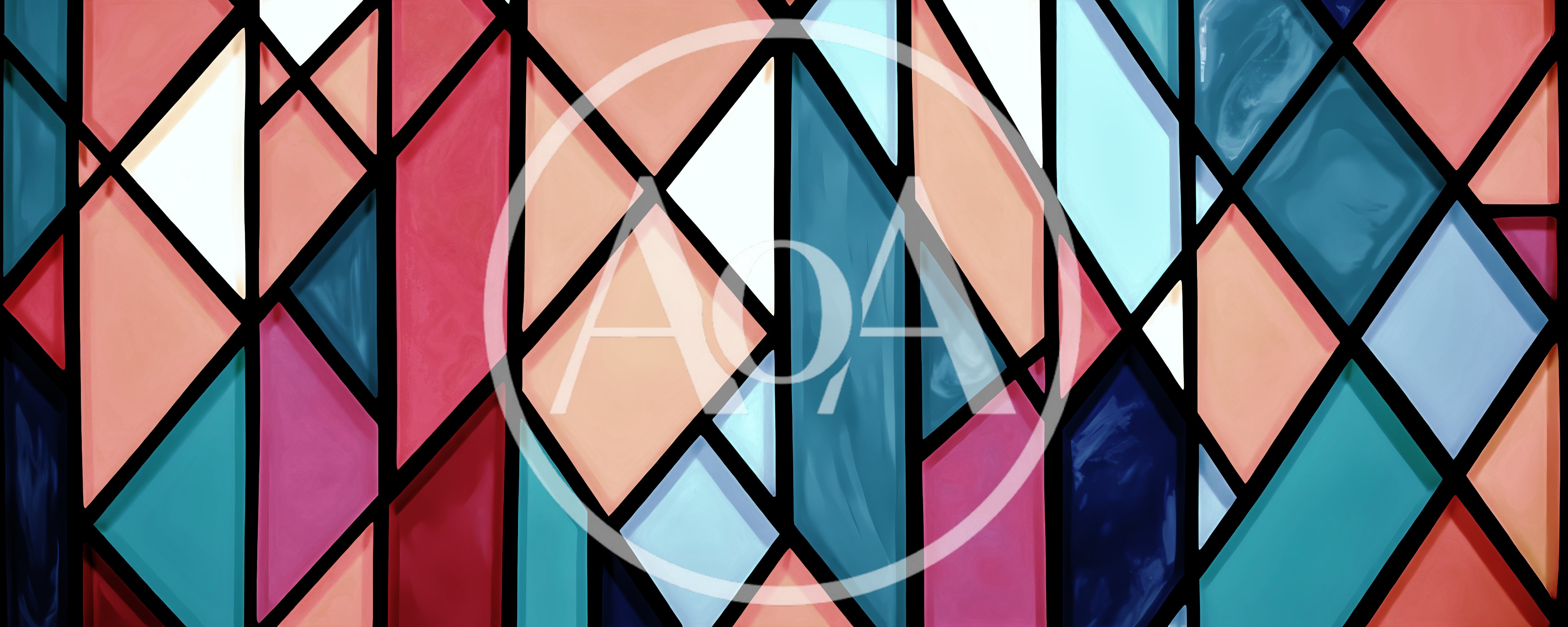 Abstract Stained Glass Window With Geometric Patterns
