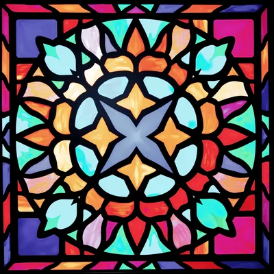 Colorful Geometric Stained Glass Window Pattern
