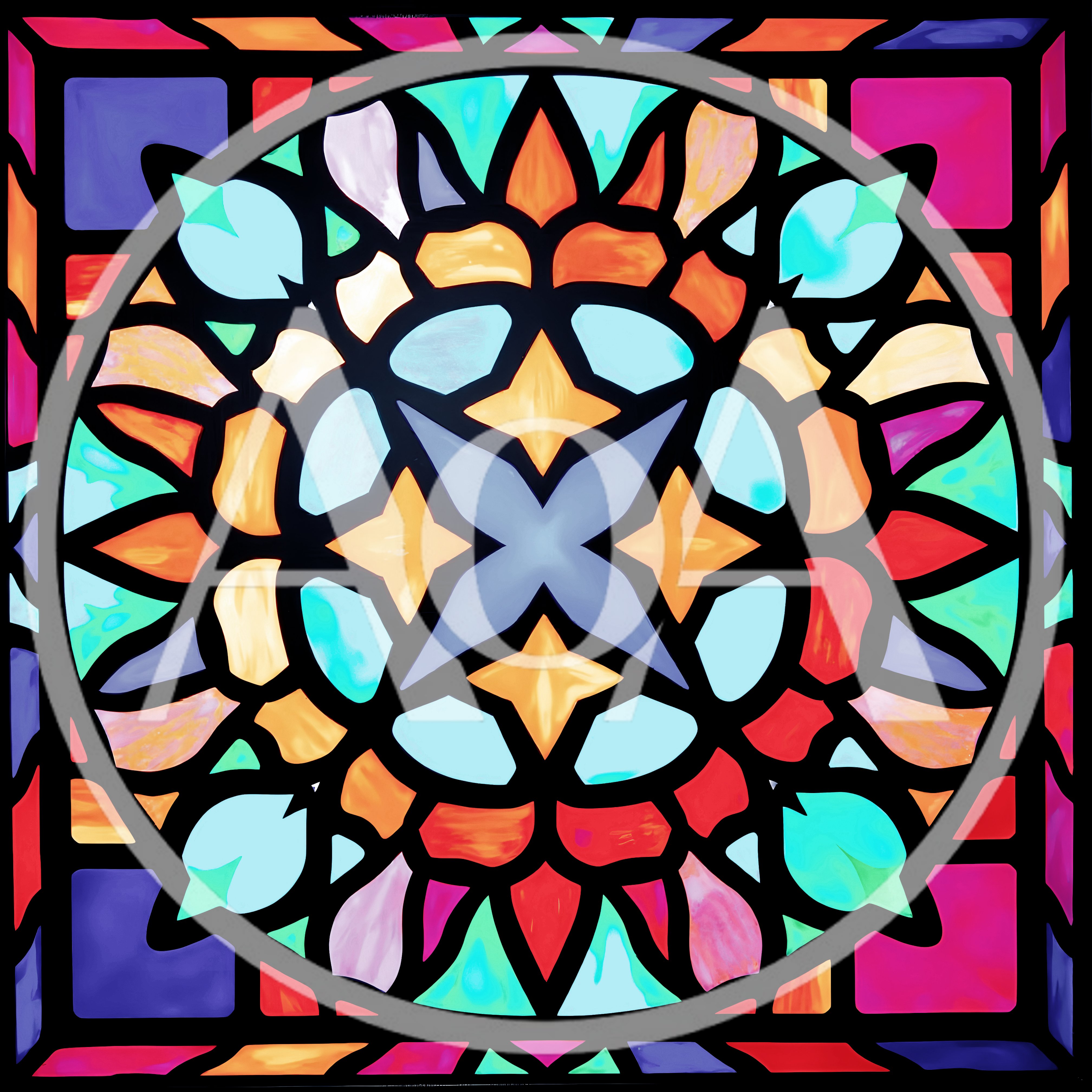 Colorful Geometric Stained Glass Window Pattern