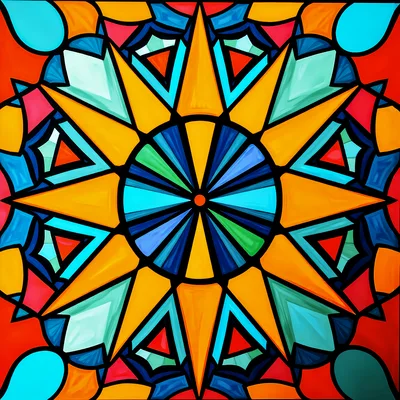 Vibrant Stained Glass Mandala Pattern With Geometric Shapes