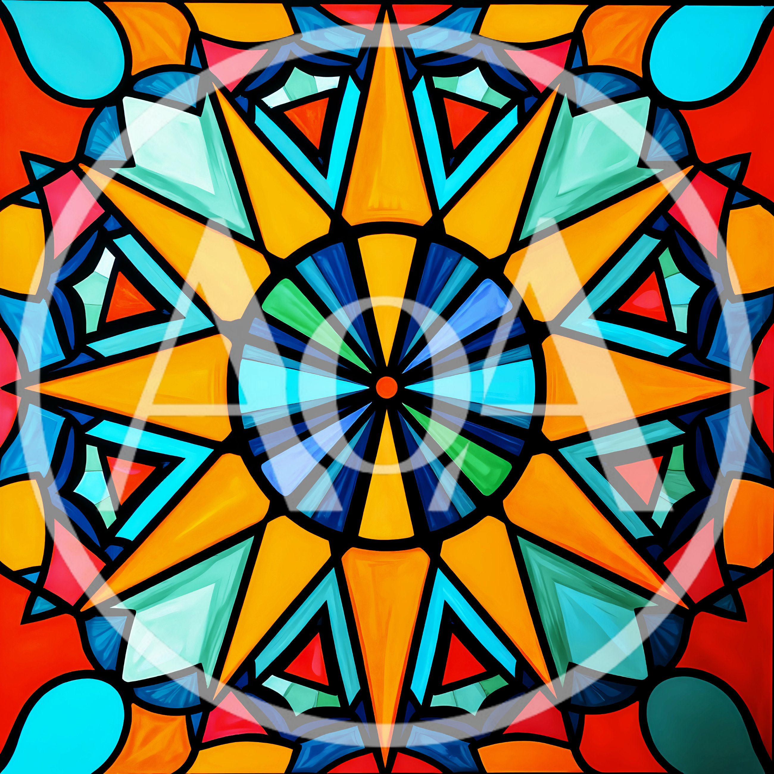 Vibrant Stained Glass Mandala Pattern With Geometric Shapes