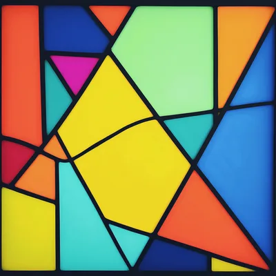 Abstract Stained Glass Window With Geometric Colorful Shapes
