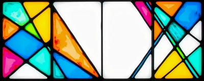 Abstract Stained Glass Window With Geometric Colorful Panels