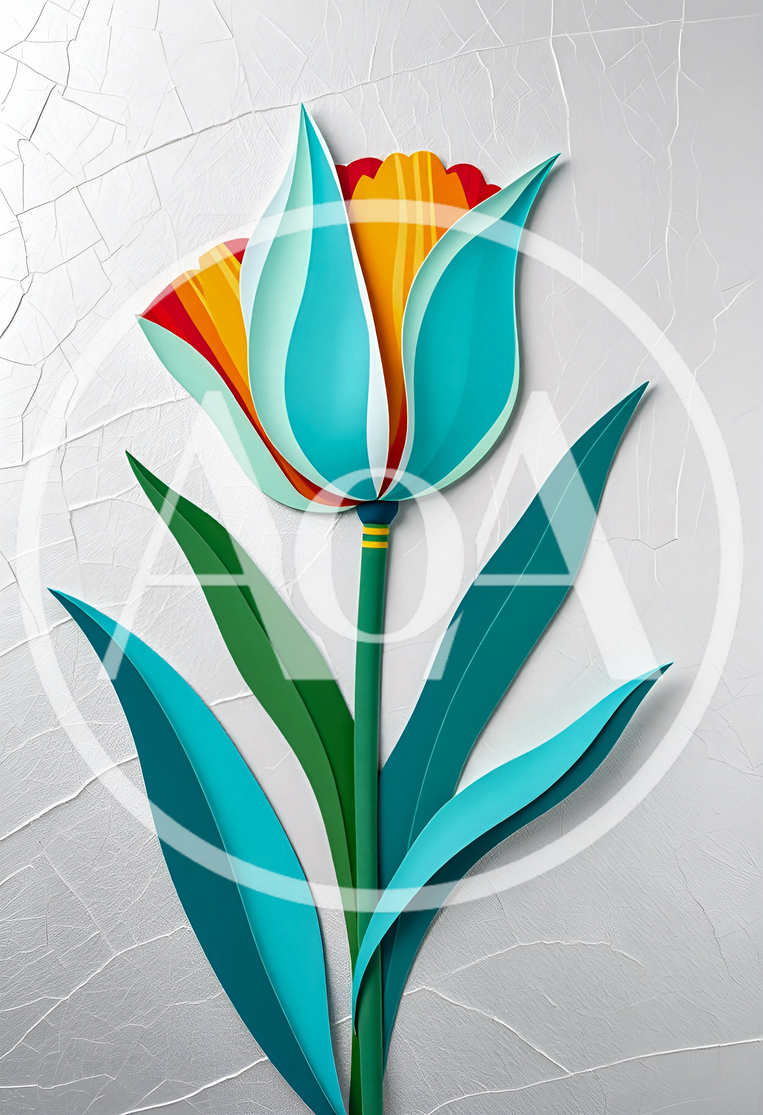 Paper Cutout Style Tulip Flower Illustration