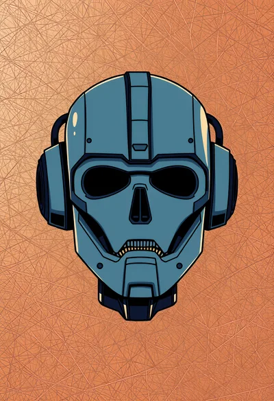 Stylized Robotic Skull Mask With Integrated Headphones