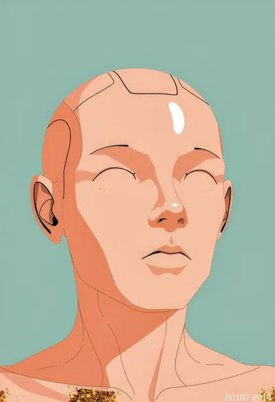 Stylized Digital Illustration Of A Humanoid Robot Head