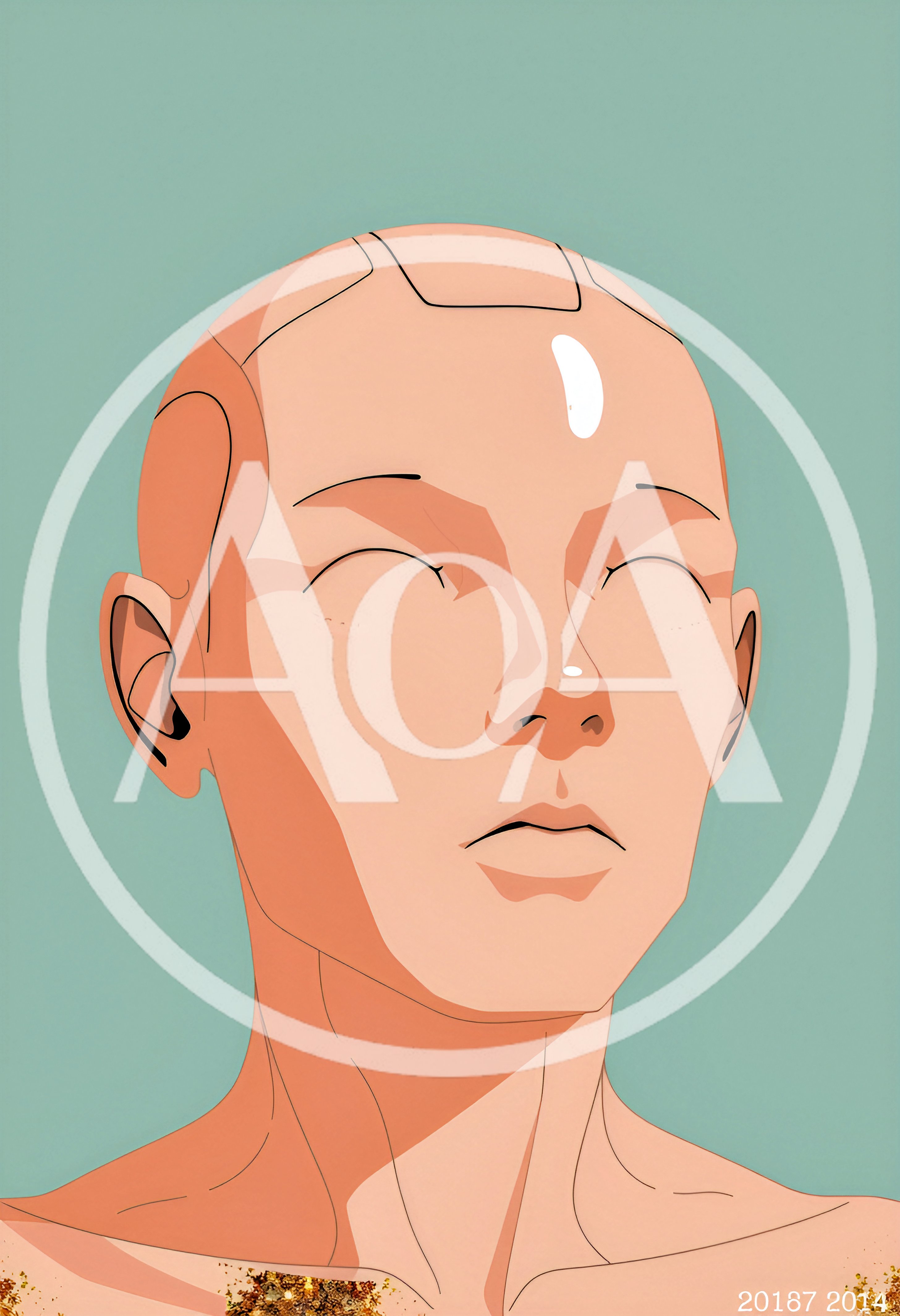 Stylized Digital Illustration Of A Humanoid Robot Head