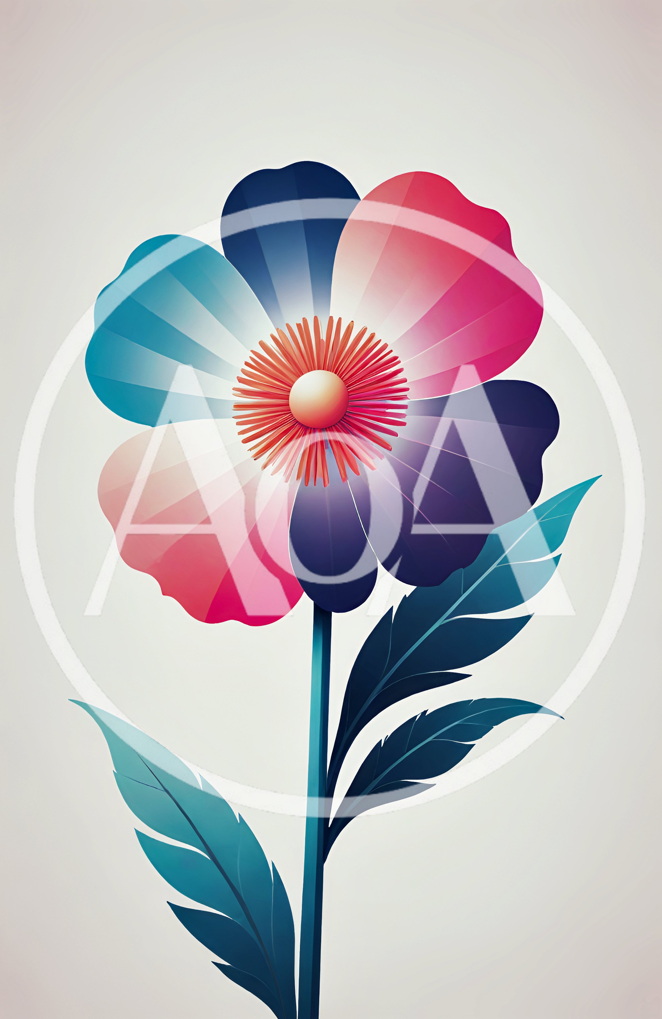 Stylized Digital Illustration Of A Colorful Abstract Flower