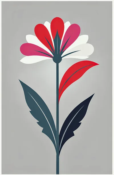 Minimalist Stylized Flower Illustration On Grey Background