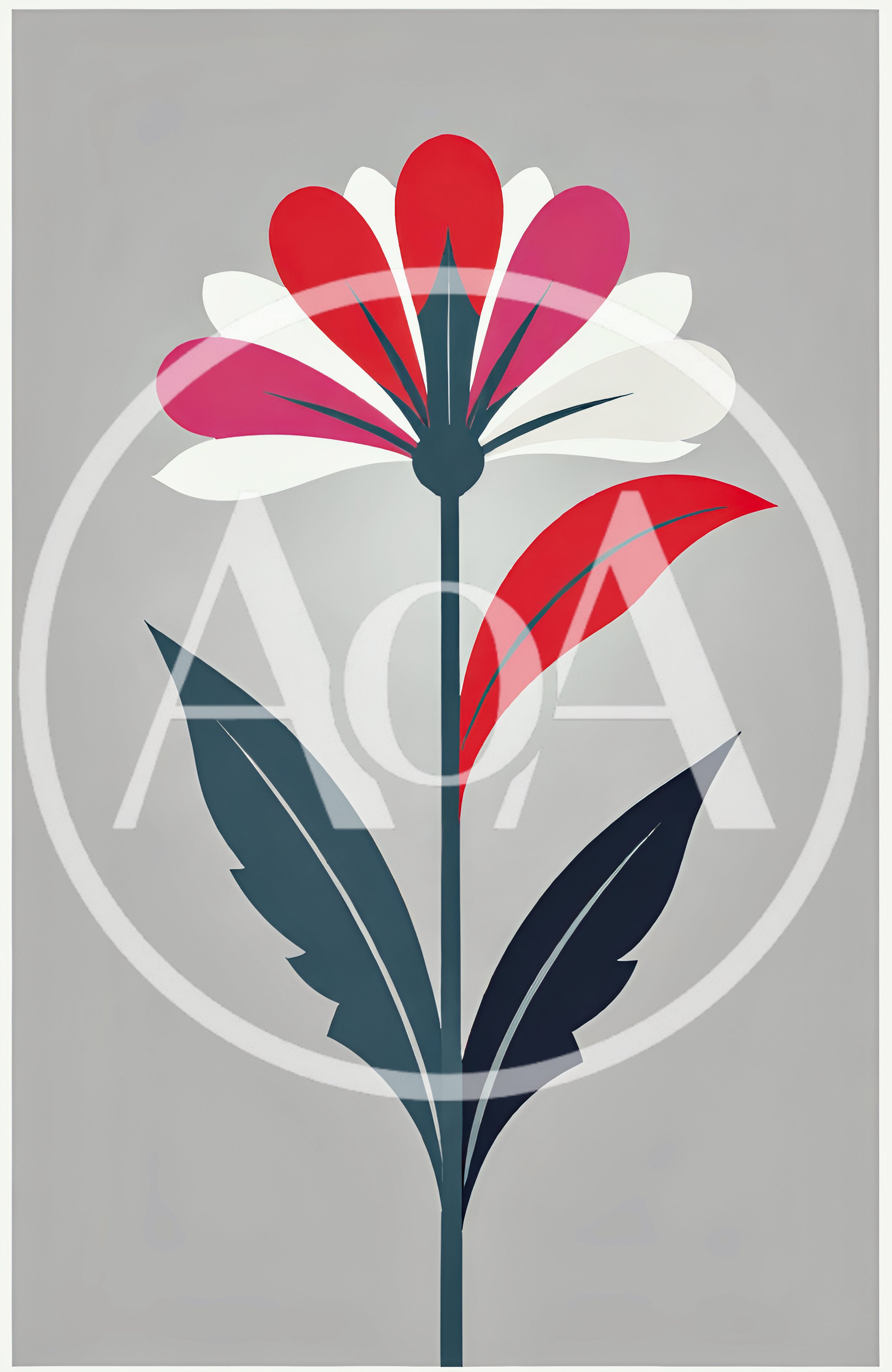 Minimalist Stylized Flower Illustration On Grey Background