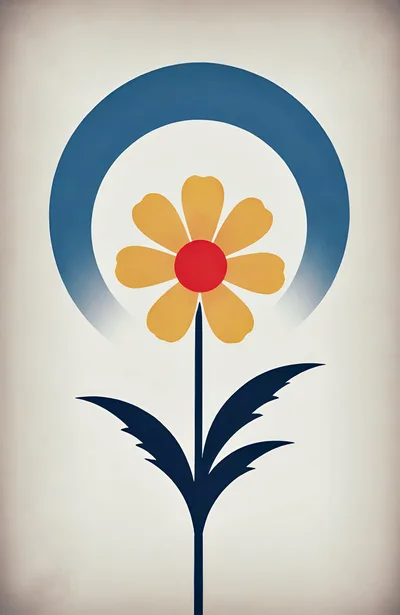 Minimalist Graphic Illustration Of A Stylized Yellow Flower