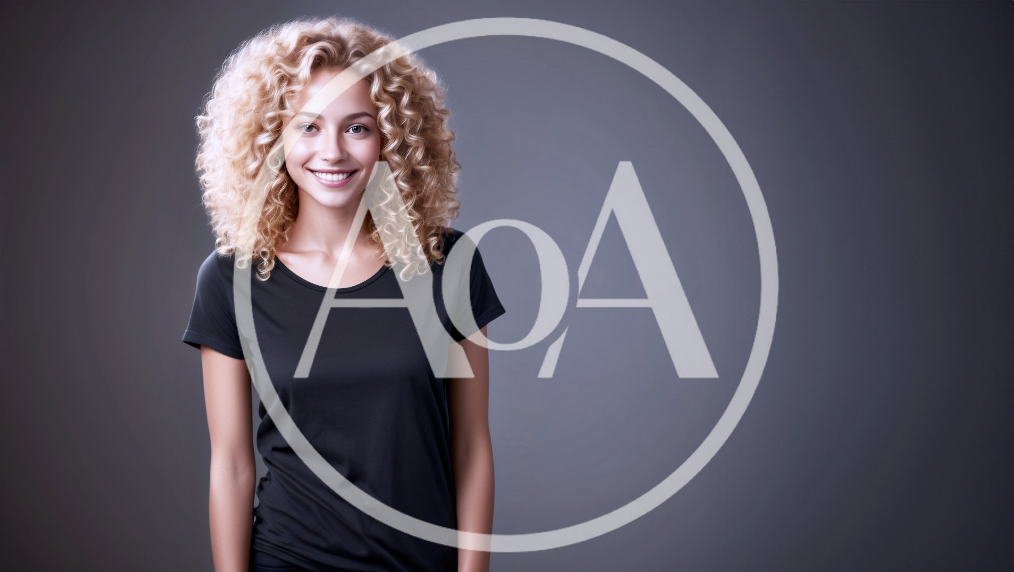 Portrait Of A Smiling Woman With Curly Blonde Hair