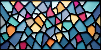 Abstract Stained Glass Pattern With Geometric Colorful Shapes