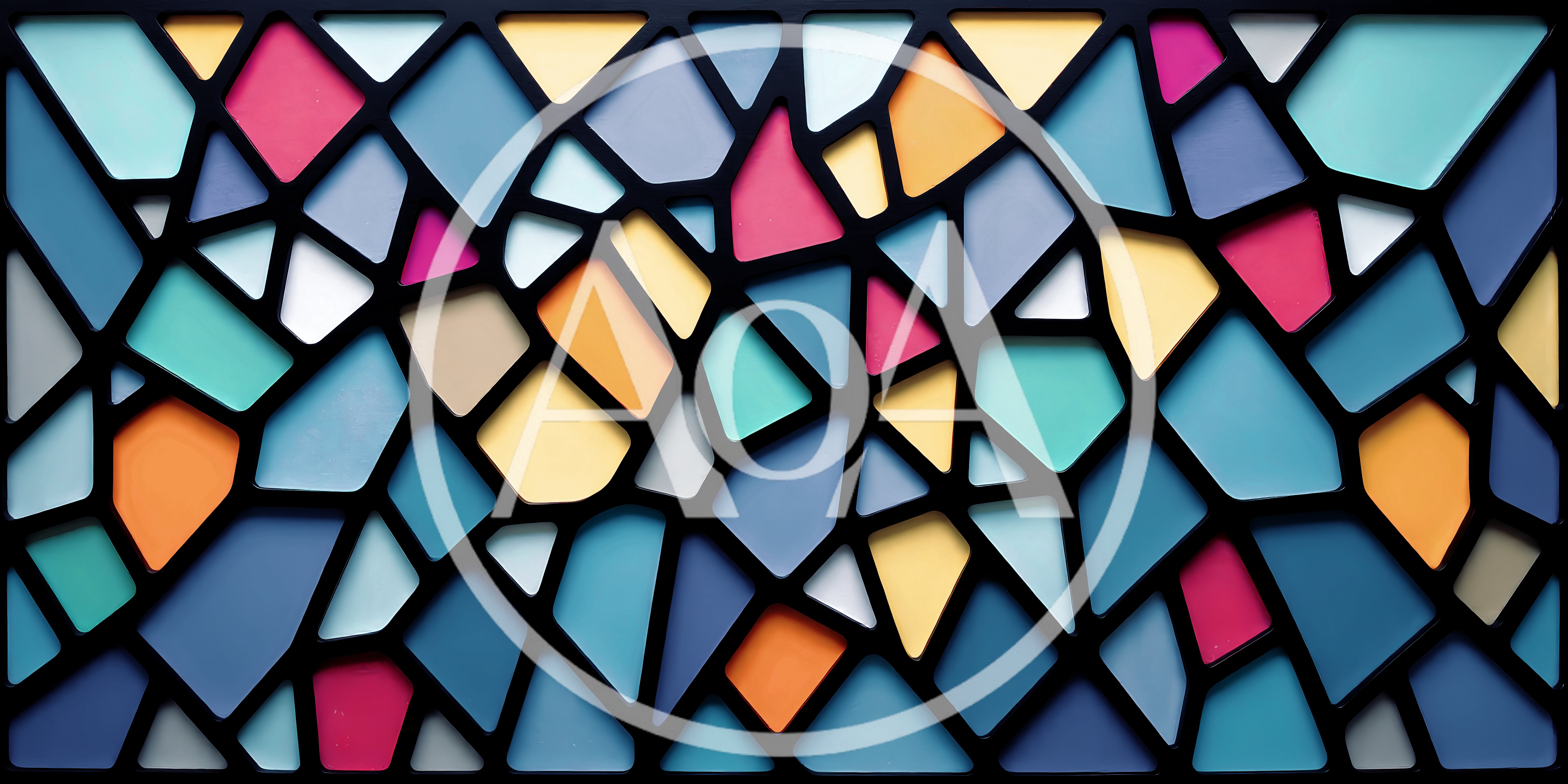 Abstract Stained Glass Pattern With Geometric Colorful Shapes
