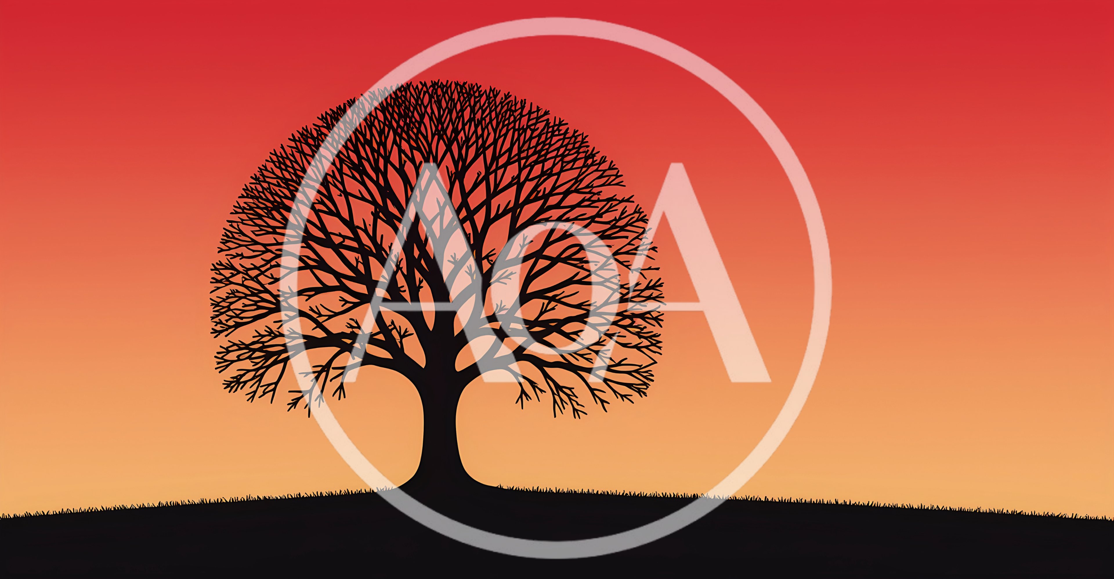 Silhouette Of A Bare Tree Against A Sunset Sky