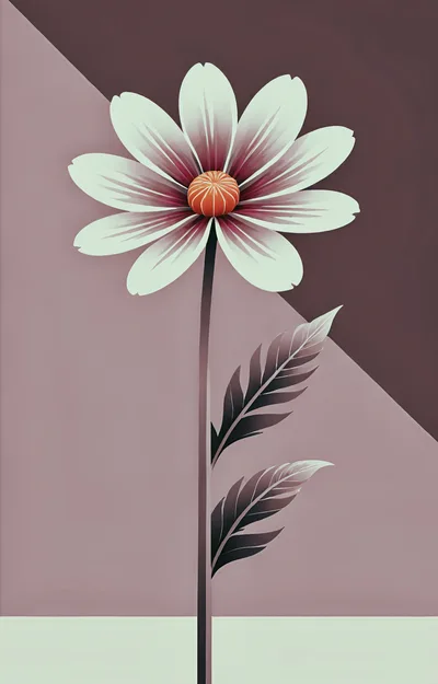 Minimalist Illustration Of A Single Stylized Flower