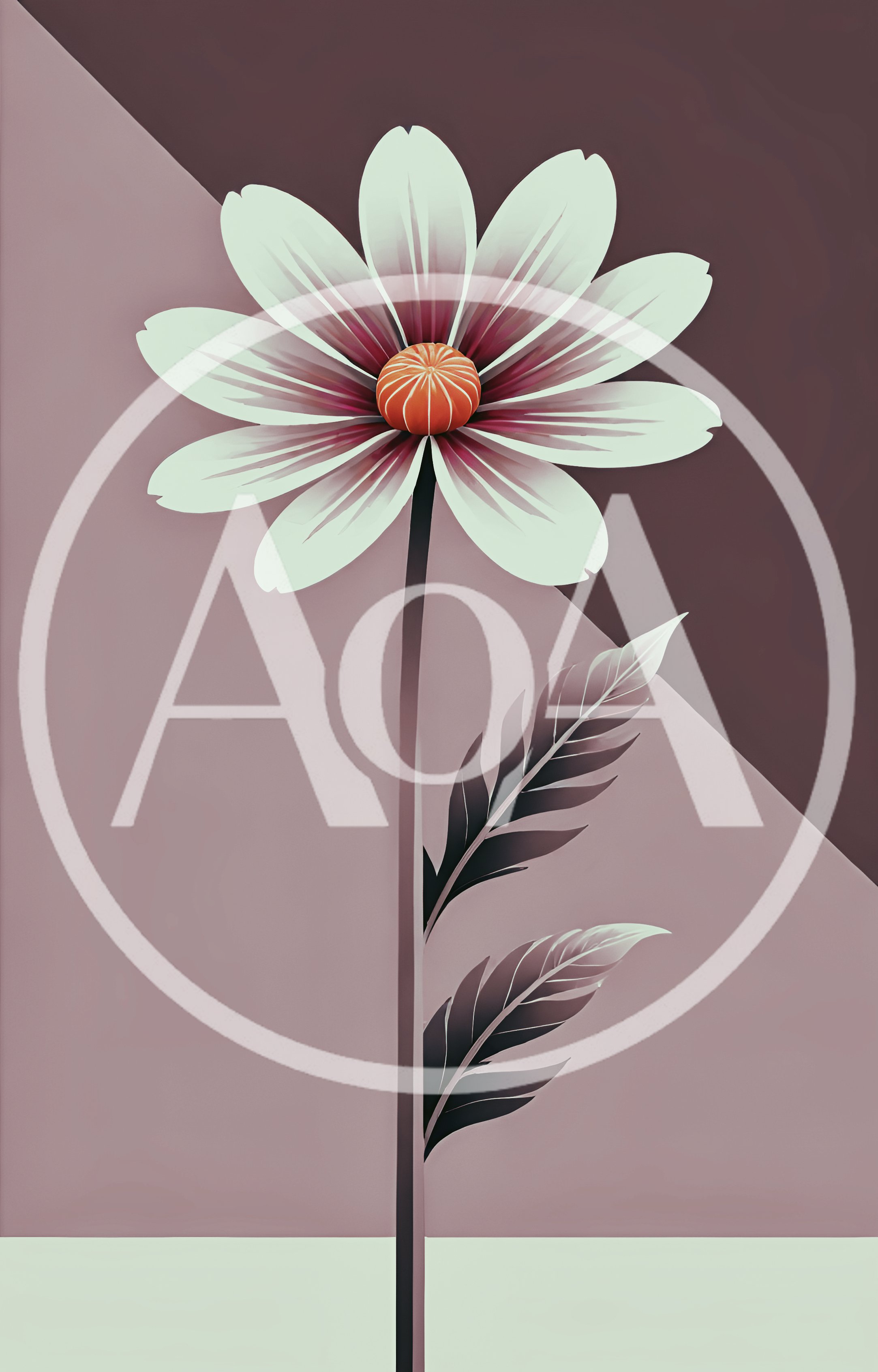 Minimalist Illustration Of A Single Stylized Flower