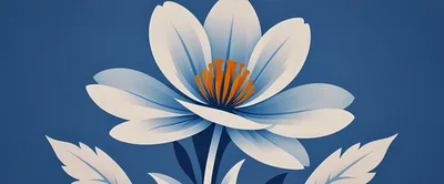 Stylized White Flower Illustration On Blue Background