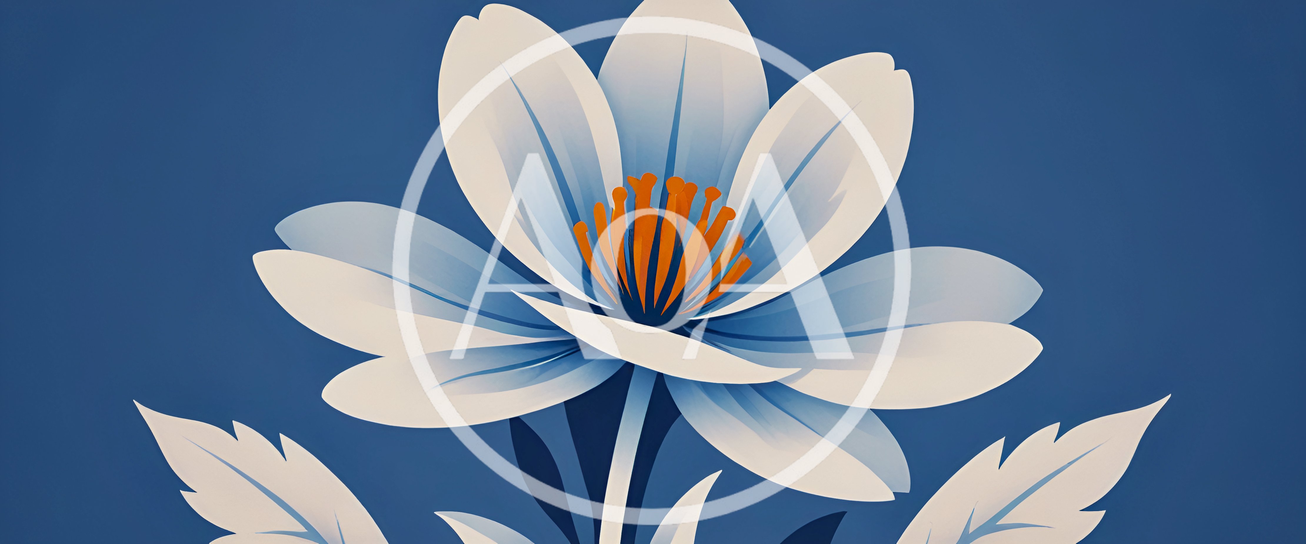 Stylized White Flower Illustration On Blue Background