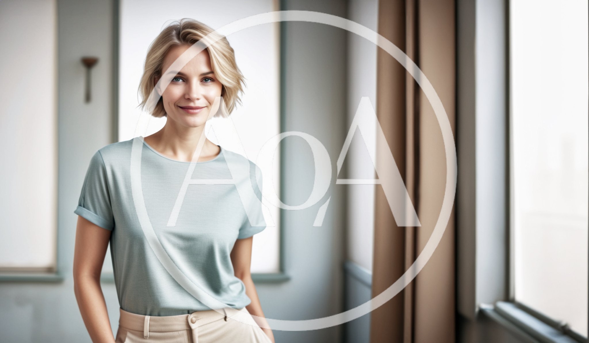 Portrait Of A Smiling Blonde Woman In Casual Clothing