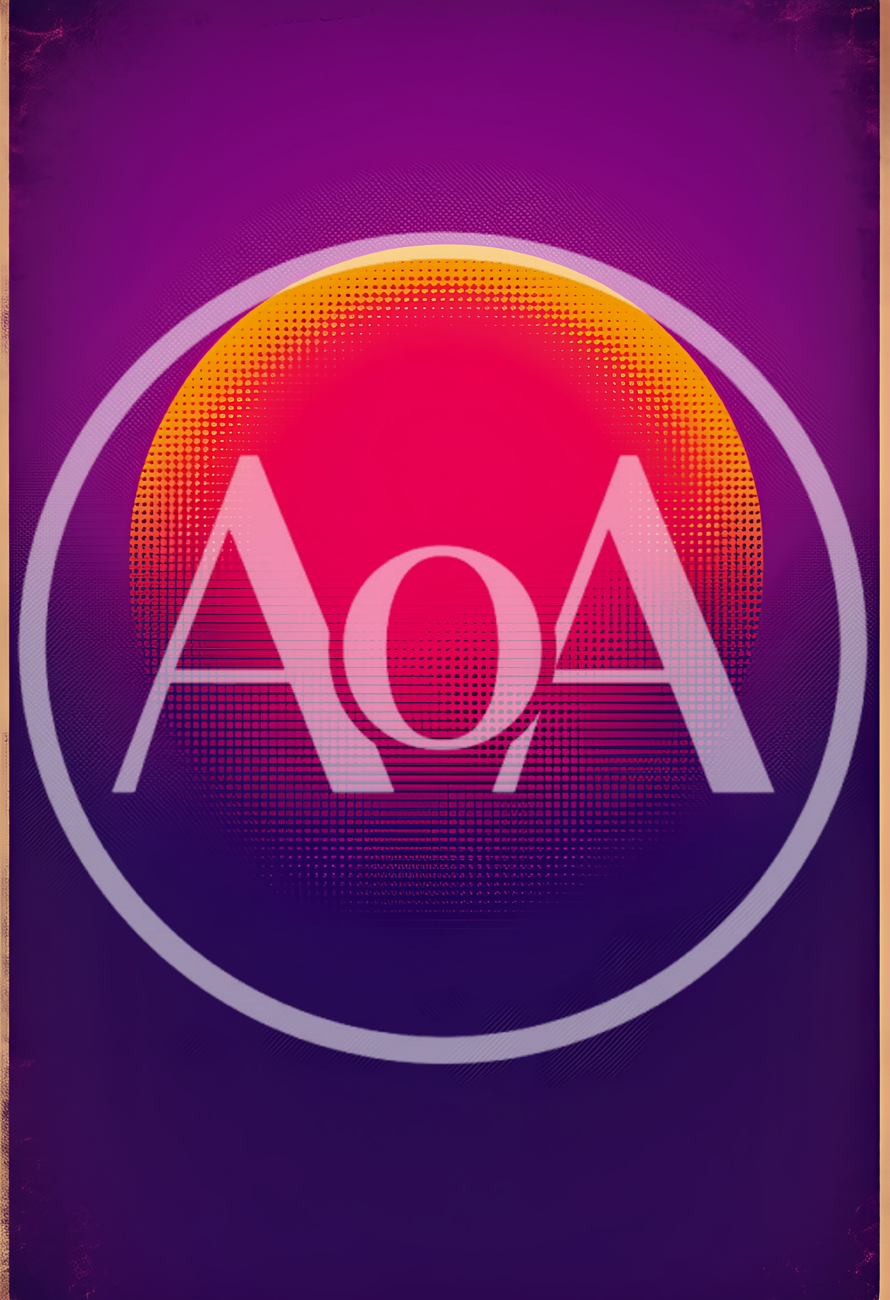 Abstract Halftone Sun Graphic In Retro Synthwave Style