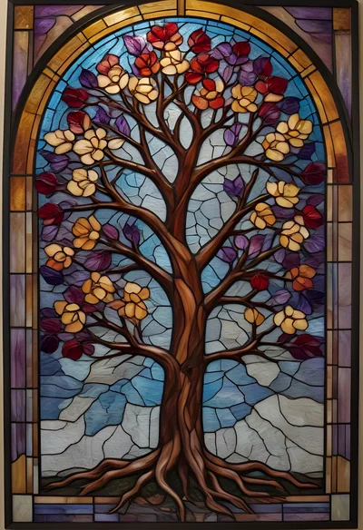 Stained Glass Tree Of Life Window Panel