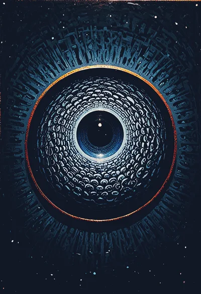 Abstract Digital Tunnel With Glowing Concentric Circles