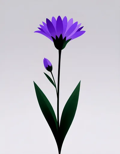 Minimalist Digital Illustration Of A Purple Flower